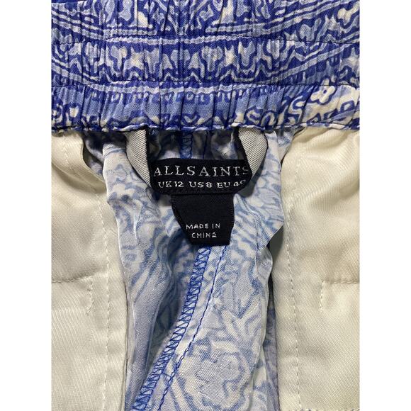 Allsaints 'Aleida Rafaela' Blue Satin Shorts Size 8 - Picture 4 of 4